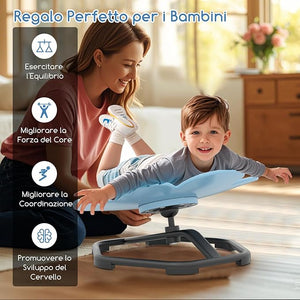 Sedia Girevole a 360° per Bambini, Sedia Sensoriale con Base in Metallo Antiscivolo per Allenare la Coordinazione Fisica e l'Equilibrio, Giocattolo per Cameretta (Blu,Fiore)