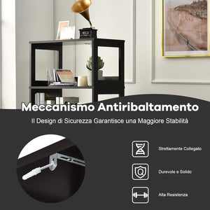 Armadietto del bagno con cassetto e mensola, armadio con 2 mensole aperte e 2 ante, armadietto per cucina, ingresso, salone e camera da letto, armadietto in legno (nero)
