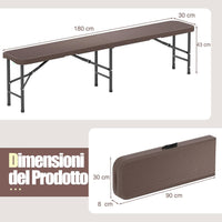 Panca da Giardino 180 cm, Panca Pieghevole da Picnic in HDPE, per Giardino Campeggio Festa, Portata 600 kg (Panca)