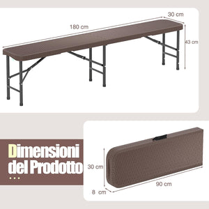 Panca da Giardino 180 cm, Panca Pieghevole da Picnic in HDPE, per Giardino Campeggio Festa, Portata 600 kg (Panca)
