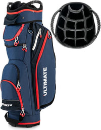 Borsa da Golf Leggera e di Grande Capacità, Sacca da Golf con 14 Divisori, 8 Tasche, Cappuccio Antipioggia, Tracolla, Borsa Termica per Bevande, Ideale per Uomini e Donne (Blu)