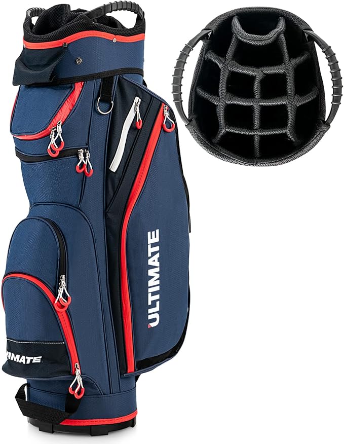 Borsa da Golf Leggera e di Grande Capacità, Sacca da Golf con 14 Divisori, 8 Tasche, Cappuccio Antipioggia, Tracolla, Borsa Termica per Bevande, Ideale per Uomini e Donne (Blu)