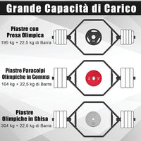 Barra della Trappola Olimpica, Barra Esagonale Pieghevole con Manici Zigrinati, Manicotti 25 cm e Molle, Olympic Hex Trap Bar per Sollevamento Pesi e Bodybuilding, Carico 363 kg(Nero)