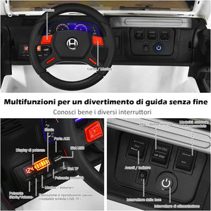 Auto Macchina Elettrica per Bambini 12V, Veicolo Elettrico a Batteria a 2 Posti, con Telecomando 2,4 G, Porta USB e AUX, per Bambini 3+ Anni (Bianco)