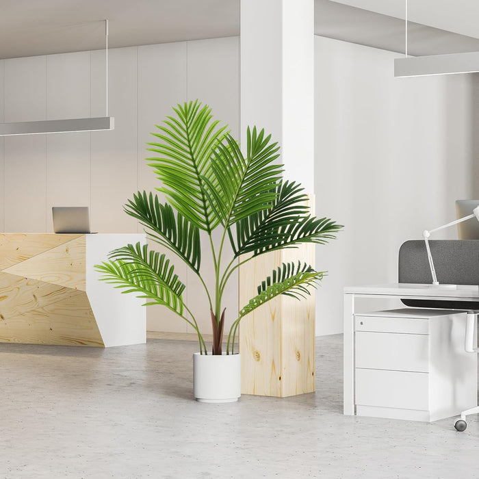 Set di 2 Piante Artificiali di Palma 90 CM/140 CM, Pianta Finta in Vaso da Interno ed Esterno, Decorazione Moderna per Soggiorno, Veranda, Ufficio e Negozio (90 cm)