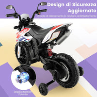 12V Aprilia Moto Cavalcabile per Bambini, Motocicletta Elettrica con Ruote Ausiliarie e Musica Wireless, Sospensione a Molla, Moto Elettrica alla Moda per Bambini 3-8 Anni (Bianco)