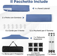 Gazebo da Giardino 3 x 6 m, Tendone per Feste con 6 Pannelli Laterali Rimovibili, con Borsa da Trasporto, Design Pop-up, per Matrimonio Eventi e Barbecue (Blu)