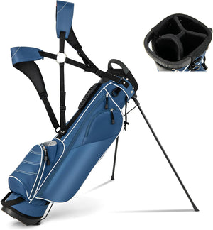 Sacca da Golf con Supporto, Borsa da Golf a 4 Scomparti con 4 Tasche con Cerniera, Borsa Frigo, Tracolla Doppia, Cappuccio Antipioggia, Supporto per Ombrellone