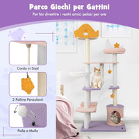 Tiragraffi per Gatti Alto 167 cm, Albero per Gatti Tiragraffi Gatto Stabile Multilivello, Albero Giochi in Sisal Piatteforme Rela, Ampio e Sicuro, 1 Amaca, 1 Grotta, 1Cesto