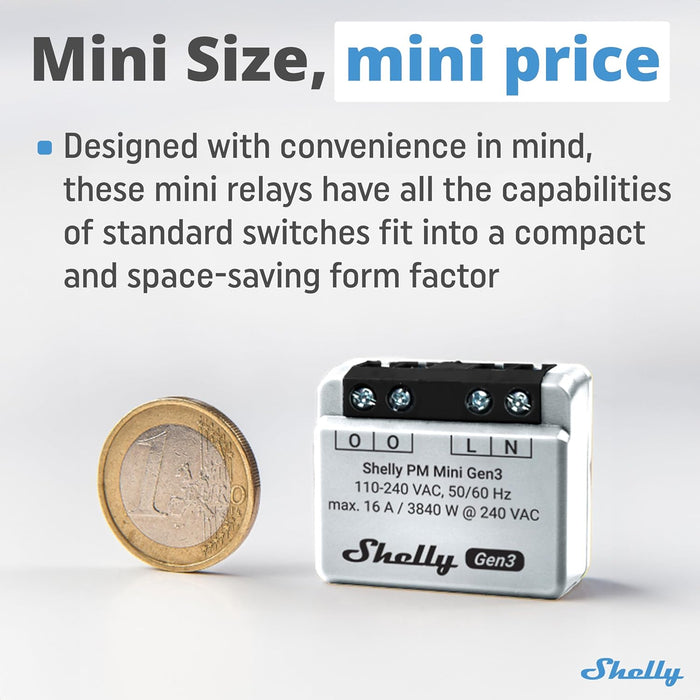 Shelly Plus PM Mini Gen 3 Relè smart mini