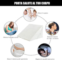 Cuscino a Cuneo per Letto e Divano, Cuscino da Lettura Relax, per Gambe Schiena e Ginocchio, con Fodera Lavabile (Bianco)