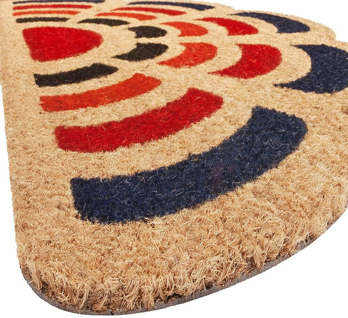 Zerbino Cocco Foglia Semiluna 40x80 cm Retro Antiscivolo RaschiaFango Ingresso Dis.C