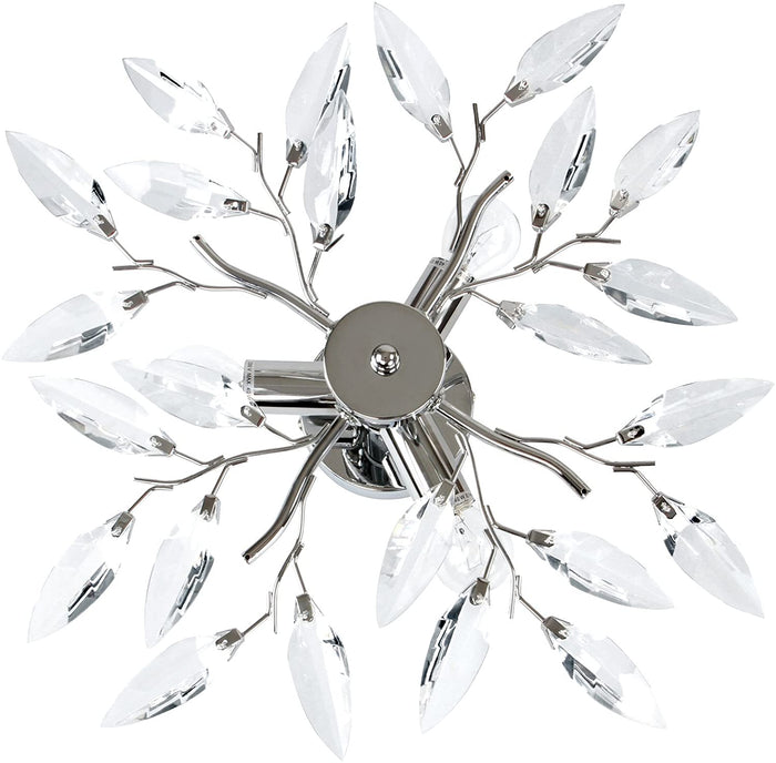 Plafoniera 3 lampadine da max 40 watt e14 design foglie acriliche lampadario lampada da soffitto apparecchio di illuminazione per soggiorno camera da letto trasparente 01_0000116