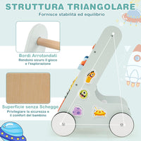 Carrellino Primi Passi 8 in 1, Girello in Legno per Bambini, Giocattolo Montessori, Centro Attività di Apprendimento a Spinta, Giocattolo a Spinta per Bambini di 1+ Anni (Verde)