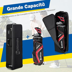 Borsa da Viaggio Golf Pieghevole con Ruote, Borsa da Golf in Tessuto Oxford Resistente ed Impermeabile, Custodia da Viaggio per Mazze da Golf per Compagnie Aeree, Nero