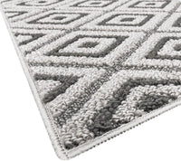 Tappeto Casa Cucina Rombi 3D 50X80 Cm Bordato Moderno Assorbente Antiscivolo Grigio