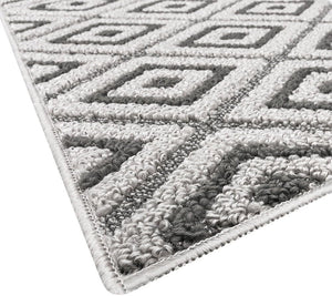 Tappeto Casa Cucina Rombi 3D 50X115 Cm Bordato Moderno Assorbente Antiscivolo Grigio