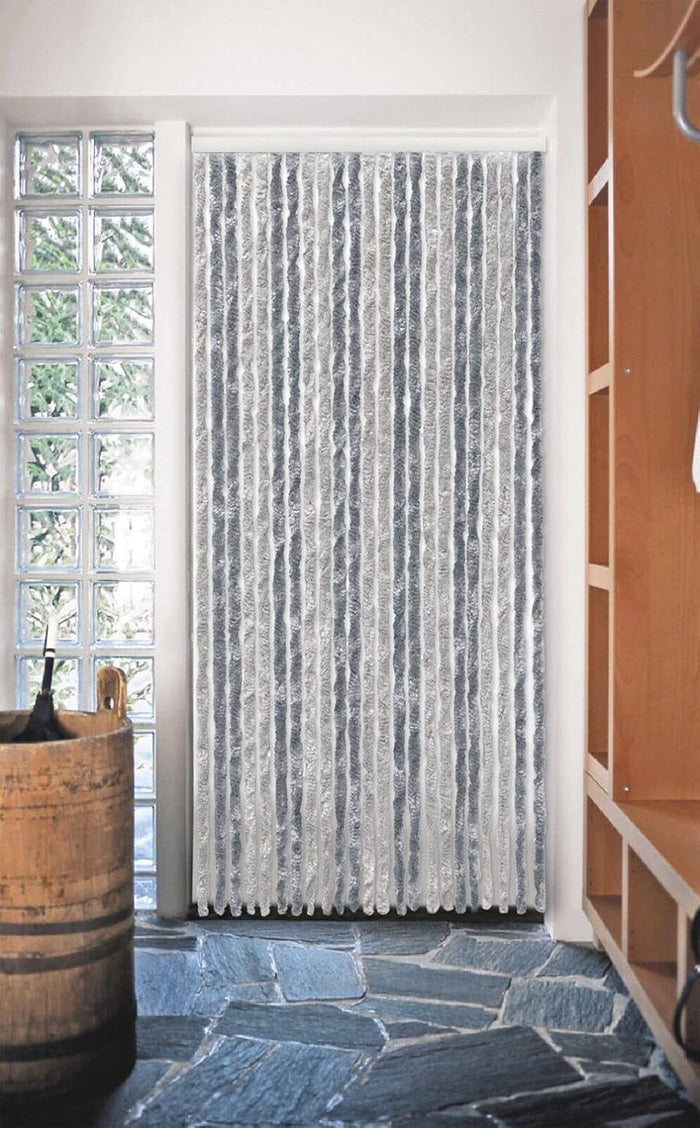 Tenda in Ciniglia 120x230 cm Porta Ingresso ProteggiSole Antimosche Lavabile Regolabile Argento