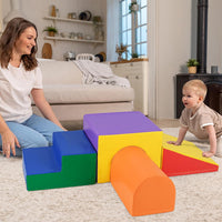 Set di 4 Blocchi in Schiuma per Arrampicarsi e Gattonare per Bambini, Set di Giocattoli Morbidi da Interno con Diverse Forme e Colori per lo Sviluppo dei Bambini (Giallo)