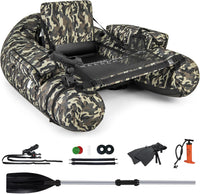 Gommone Gonfiabile da Pesca, Barca da Pesca Portatile con 2 Pinne, Pagaia in Alluminio, Pompa, Spallacci Regolabili e Kit di Riparazione, Schienale Regolabile, capacità di Carico 150kg