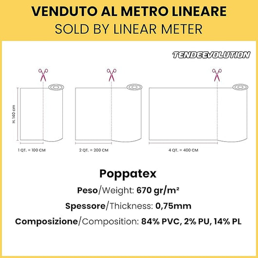 Tessuto Ecopelle Nautica Tappezzeria Alta Qualità "POPPATEX" - Colore GRIGIO SCURO 190 - Morbida e Resistente - Vendita al Metro - H.140
