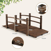 Ponte da Giardino in Legno di Abete 170 cm, Ponticello Decorativo con Ringhiere di Sicurezza, per Giardino Cortile e Fattoria, 171x76,5x58,5cm, Portata 180 kg