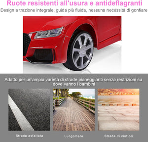 Audi 12V Auto Elettrica per Bambini, Macchina Elettrica con Velocità 2,5-5 km/ora, con Telecomando USB MP3 Luci LED (Rosso)