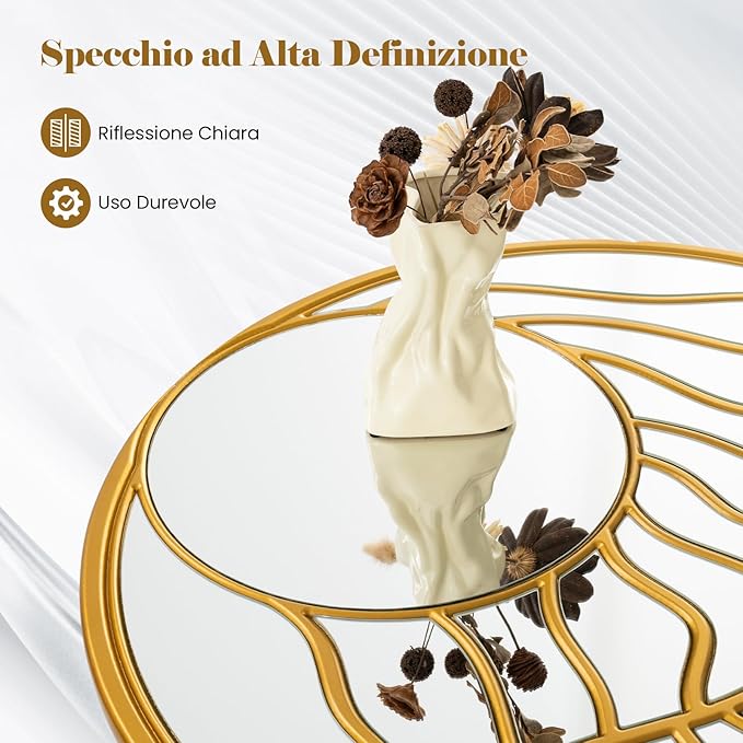 Specchio da Parete 80 cm, Specchio Decorativo da Parete Rotondo con Cornice Irregolare, per Soggiorno, Ingresso Camera da Letto Sala da Pranzo