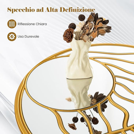 Specchio da Parete 80 cm, Specchio Decorativo da Parete Rotondo con Cornice Irregolare, per Soggiorno, Ingresso Camera da Letto Sala da Pranzo