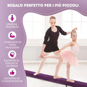 Trave Ginnastica Artistica per Casa 210/240 cm, Trave Pieghevole per Bambini con Maniglia, Base in Legno e Fondo Antiscivolo, Trave di Equilibrio da Pavimento