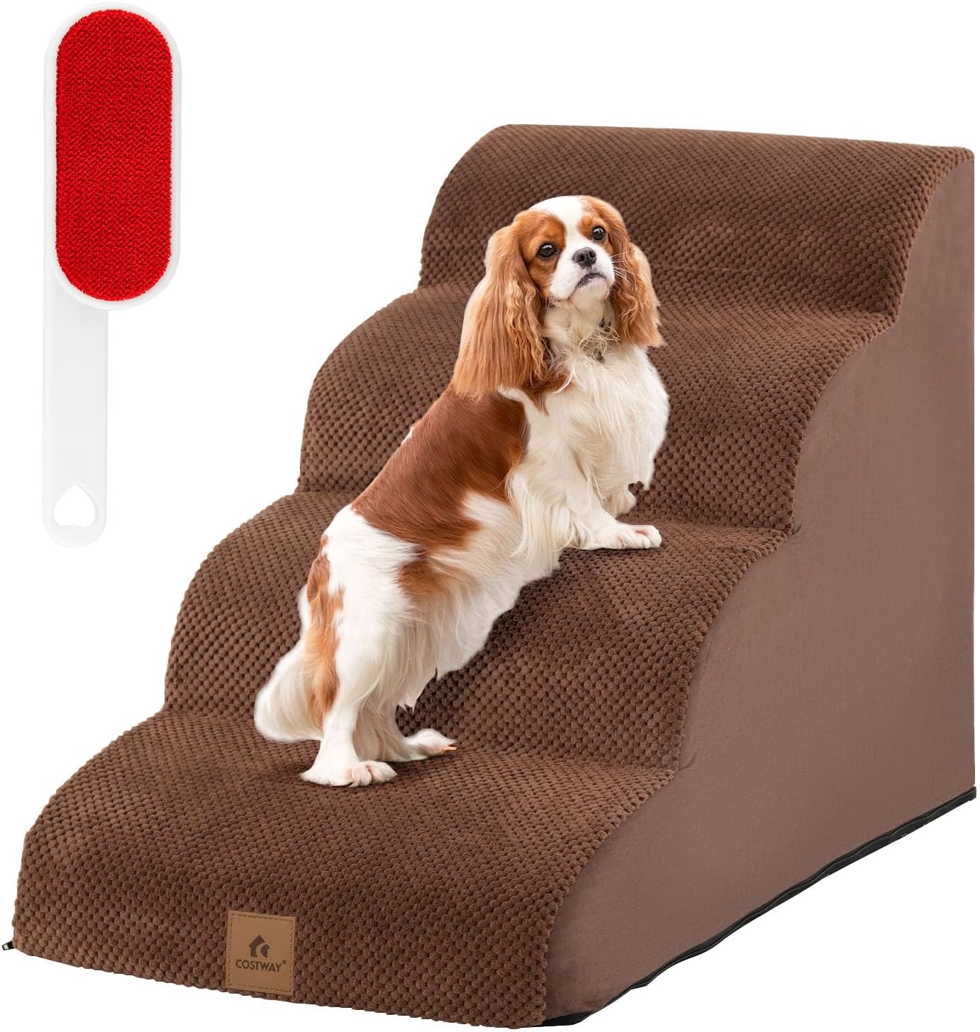 Rampa per Cani in Schiuma a 4 Livelli, Scale Antiscivolo con Superficie a Pendenza Dolce per Divani e Letti Alti, Rampa per Cani Piccoli e Vecchi, Animali con Problemi alle Articolazioni