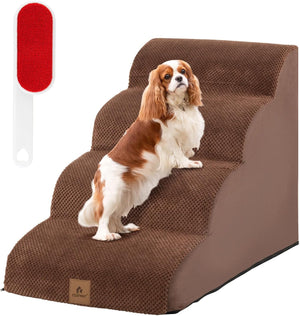 Rampa per Cani in Schiuma a 4 Livelli, Scale Antiscivolo con Superficie a Pendenza Dolce per Divani e Letti Alti, Rampa per Cani Piccoli e Vecchi, Animali con Problemi alle Articolazioni