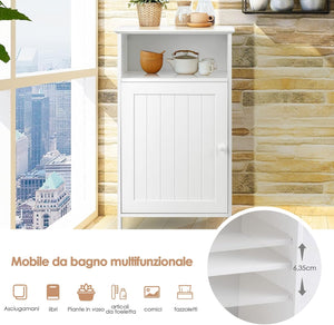 Mobile bagno, Armadietto Multiuso e Salvaspazio con Ante e Mensola Regolabile, Mobiletto in Legno per Soggiorno, Camera da letto e Ufficio, 40 x 30 x 70cm (Bianco)