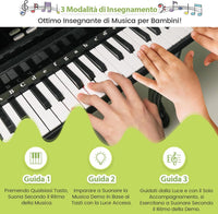 Pianoforte per Bambini a 37 Tasti, Set Pianoforte con Microfono Regolabile, Pianoforte con Funzione di Registrazione e Riproduzione, Giocattolo Tastiera Musicale per Bambini 3+ Anni (Nero)