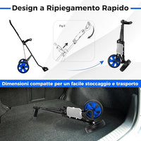 Carrello da Golf Pieghevole con 2 Ruote, Carrello da Golf in Ferro con Tabellone Segnapunti, 140 x 63,5 x 113 cm, Nero(Blu)