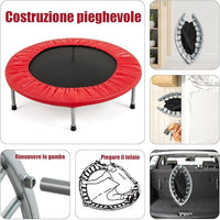 Mini Trampolino Elastico e Pieghevole, Capacità di Carico 150 kg, per Interno ed Esterno