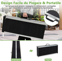 Set di 2 Rampa per Sedie a Rotelle in Alluminio, Rampa Telescopica Pieghevole con Superficie Antiscivolo, Capacità di Carico di 272 kg, per Soglie, Gradini, Scale (183 x 74cm)