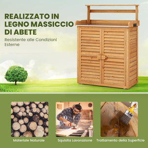 Armadio da Esterno in Legno, Casetta da Esterno con Ante, Ripiani e Serrature, Armadietto Versatile da Giardino, Balcone e Cortile (87 x 45 x 120 cm)