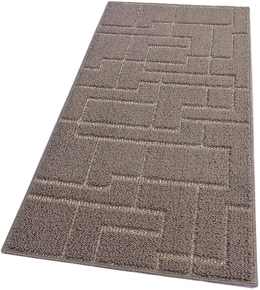 Tappeto Casa Cucina 3D 50x40 Cm Design Geometrico Moderno Assorbente Antiscivolo Beige