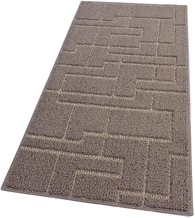 Tappeto Casa Cucina 3D 50x115 Cm Design Geometrico Moderno Assorbente Antiscivolo Beige