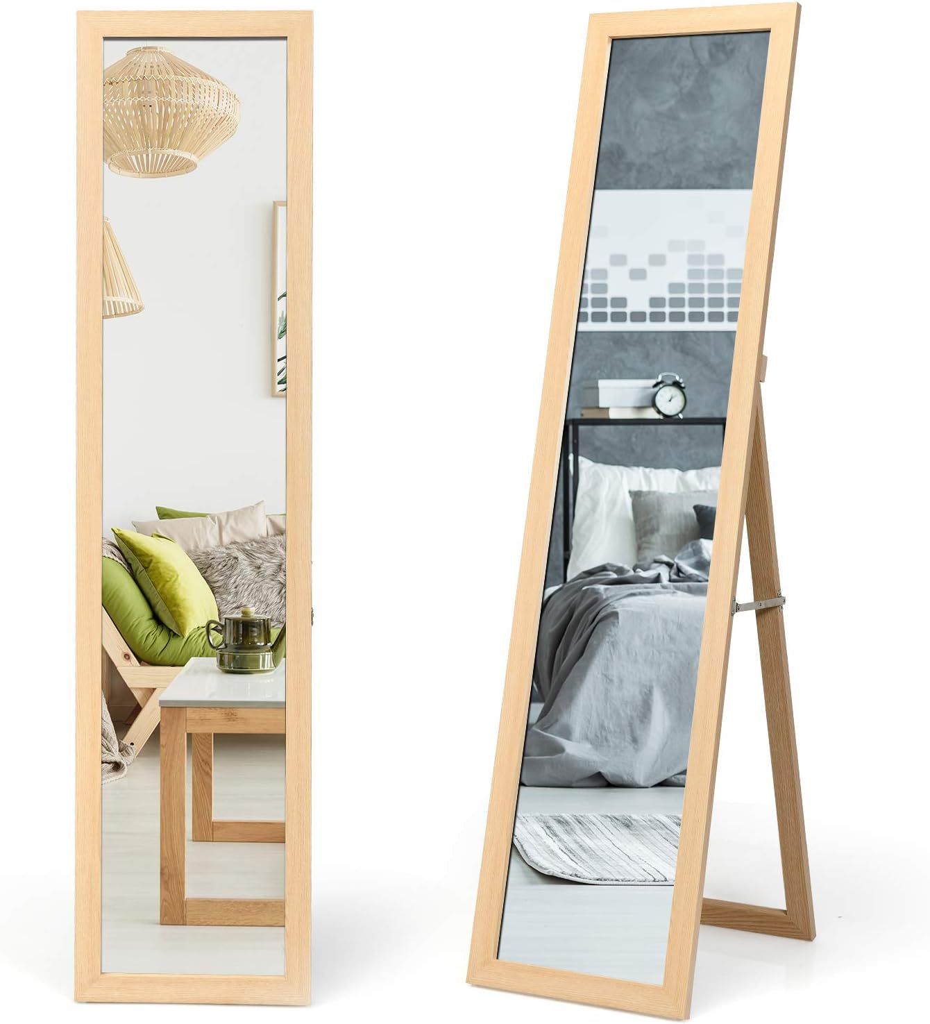 Specchiera da Terra Autoportante a Figura Intera, Specchio Rettangolare, in Legno (Legno)
