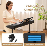 Set Pianoforte Elettronico Portatile a 61 Tasti, Pianoforte Digitale con 600 Timbri, 400 Ritmi, 50 Canzoni Demo, Pianoforte con Supporto e Sgabello, Tasti Luminosi, Microfono, Cuffie