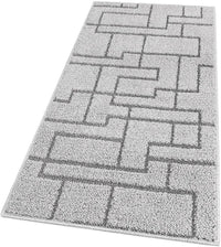 Tappeto Casa Cucina 3D 50x80 Cm Design Geometrico Moderno Assorbente Antiscivolo Grigio