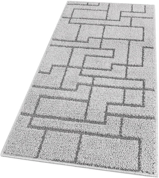 Tappeto Casa Cucina 3D 50x80 Cm Design Geometrico Moderno Assorbente Antiscivolo Grigio