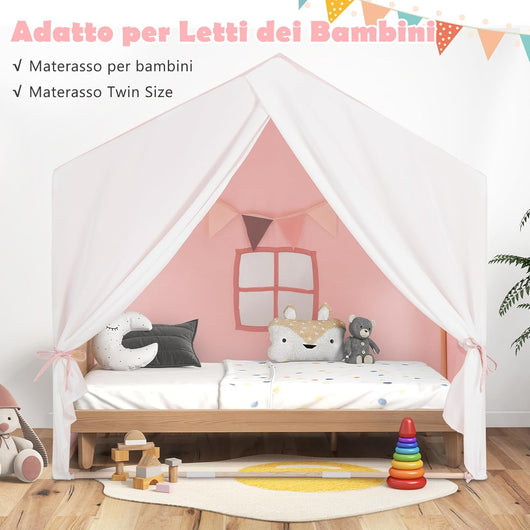 Tenda da Gioco per Bambini, Tenda per Bambini con Finestre Tappetino Lavabile in Cotone e Bandiera, Castello da Gioco per Bambini 3 Anni + (Rosa)