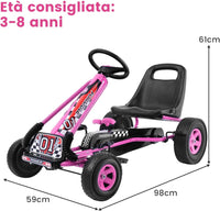 Go Kart a Pedali per Bambini, con Sedile Regolabile e Freno a Mano, Go Kart Veicolo per Bambini 3-8 Anni, Portata Massima 30 kg (Rosa)