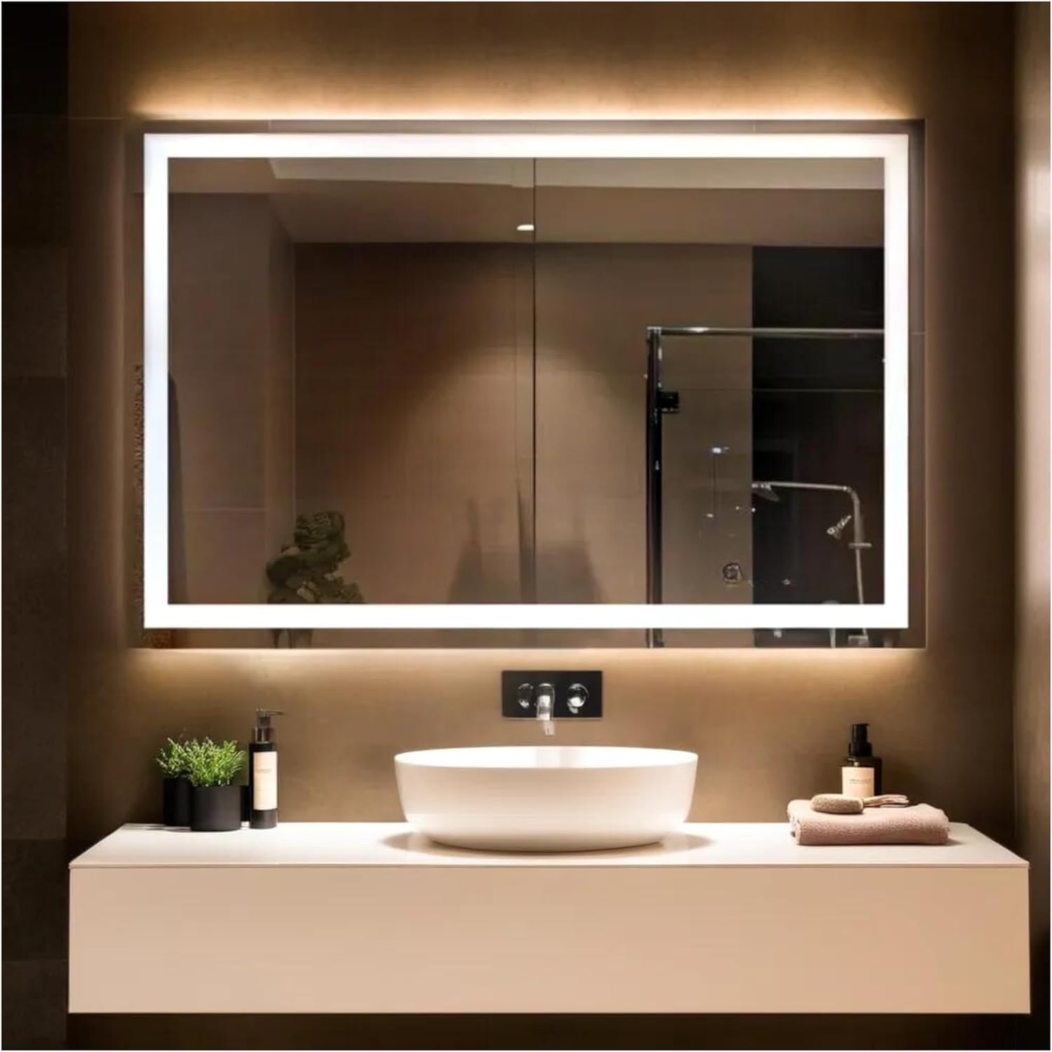 Specchio Bagno LED 4000K Posteriore ZIRCONE 100x70 cm, Specchio Retroilluminato Bagno