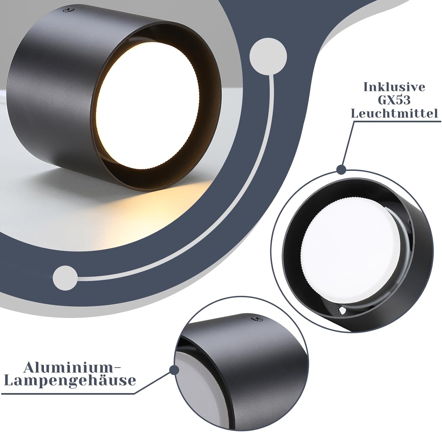 ZMH Lampada da soffitto LED nera moderna rotonda 5W per camera letto