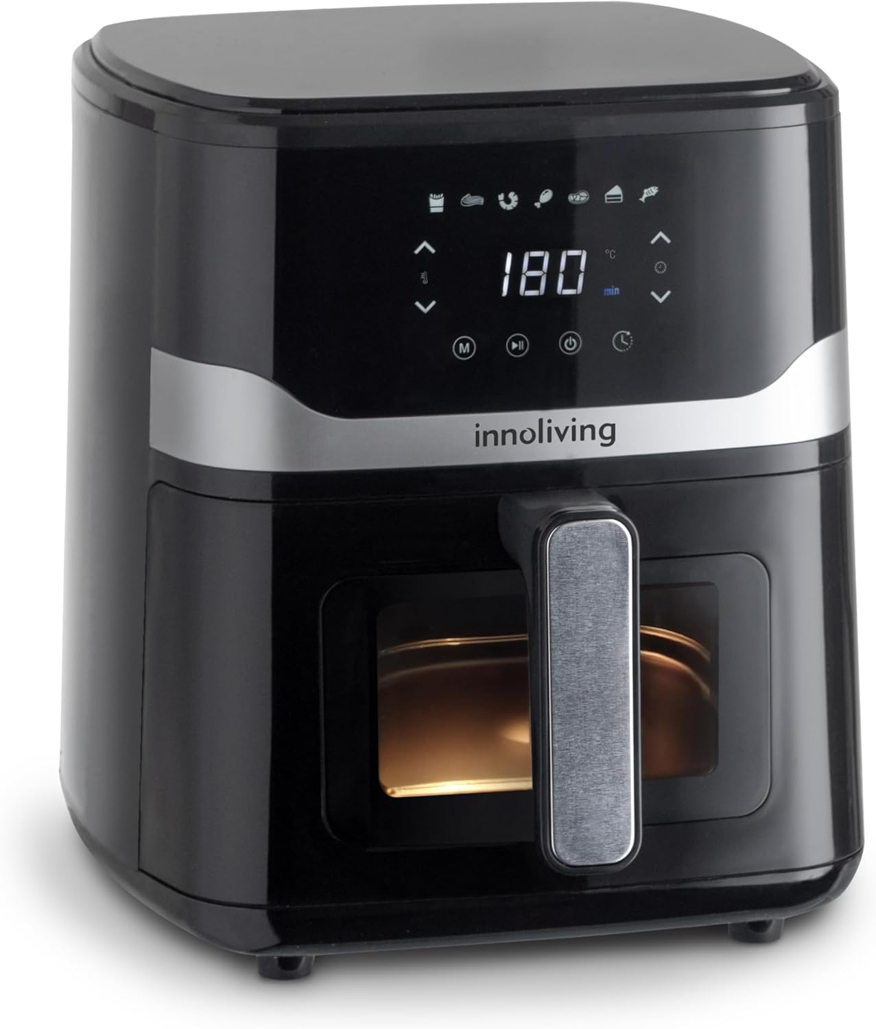 Innoliving Friggitrice ad Aria 5 Litri INN-890 con Pannello Digitale Touch, 7 Programmi Preimpostati, Finestra di Controllo e Luce Interna
