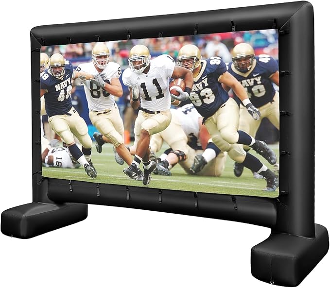 Schermo Proiettore Gonfiabile 16:9, Schermo Gonfiabile per Esterni con Soffiatore, Schermi di Proiezione con Borsa per Trasporto e Picchetti, Proiezione Frontale e Posteriore (Modello 3)